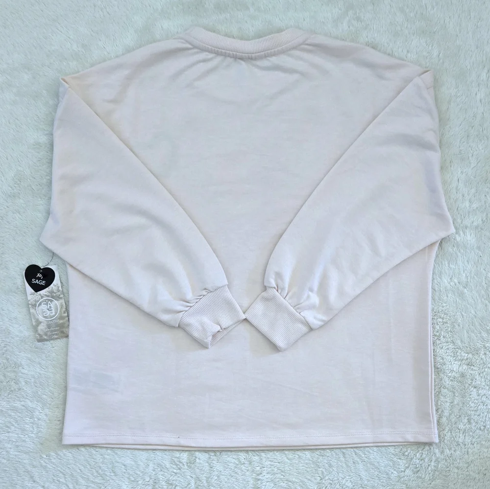 Sage🌿 Collective Stitched🪡 Open Black Heart🖤 Sweatshirt  - NWT - Picture 2 of 14